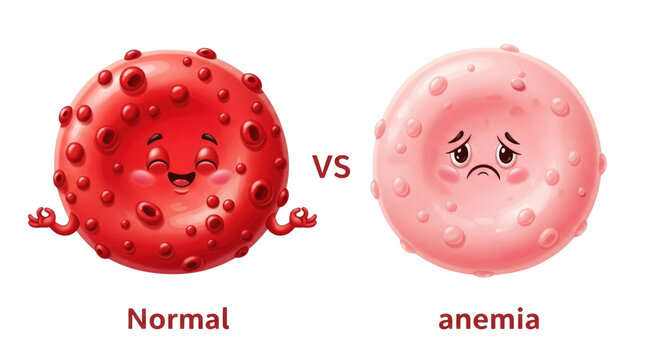 3d cartoon red blood cells normal vs anemia transparent background cutout png