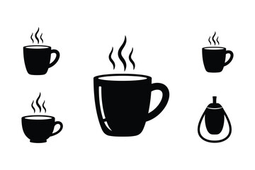 Obraz premium Set of Minimalist Coffee Cup and Tea Mug Silhouette Icons