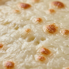 Close Up Texture of Melted Mozzarella Cheese