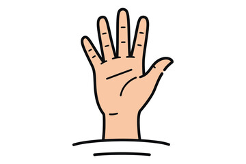Fototapeta premium Raised human hand gesture showing palm for stop or greeting