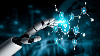 A sleek robotic hand reaches out to interact with a vibrant digital network, emphasizing the intersection of technology, automation, and innovative achievements in a global context. Tessel