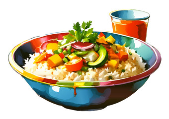bowl of rice and legumes vector illustration