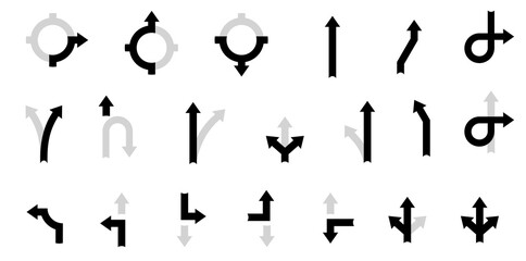 Traffic Direction Arrows Icon Set &ndash; Road Navigation Symbols Collection
