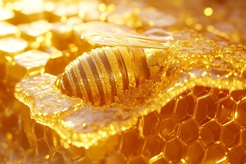 a bee with yellow background