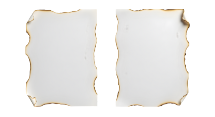 Two torn white papers on transparent background with black backdrop