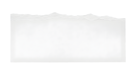 A white piece of paper with a torn edge on transparent background