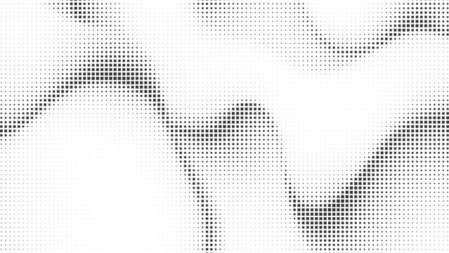 Abstract halftone pattern with dynamic square grid creating a monochromatic digital background, Vector illustration