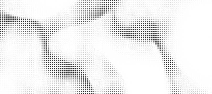 Abstract halftone pattern with dynamic square grid creating a monochromatic digital background, Vector illustration