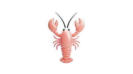 3D Render of a Cute Coral Lobster Against a White Background