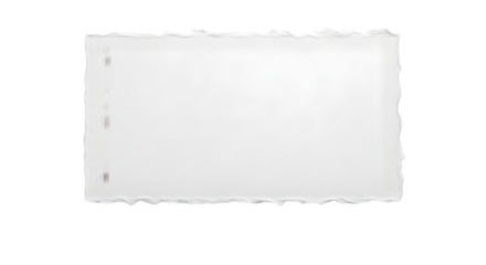 A white piece of paper with a torn edge on transparent background