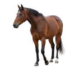 Obraz premium Brown Horse Standing Isolated on White Background