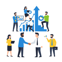 Business Teamwork and Growth: People Illustrating Financial Success and Collaboration