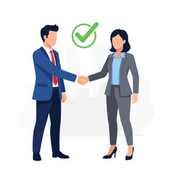 Fototapeta premium Business partnership agreement, handshake with checkmark, success and collaboration concept