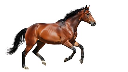 Fototapeta premium Brown Horse Running Isolated on White Background