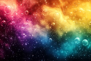 A cosmic abstract piece showcasing a universe of color and bubbles, immersing viewers in a celestial experience.