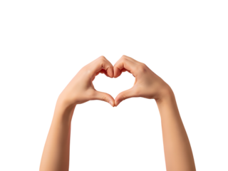 Hands forming heart shape isolated on transparent background for valentine's day