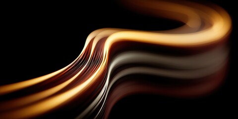 Abstract flowing golden light waves curving on black for elegant energy and motion backgrounds.

