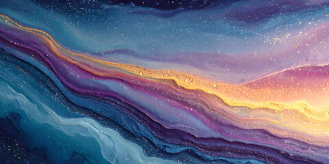 A fluid, liquid abstract background with a flowing color gradient. This abstract background wallpaper features noise and a grainy texture, Evoking a dreamlike and surreal ambiance.