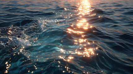 Tranquil Blue Water Surface with Sunlight Reflection