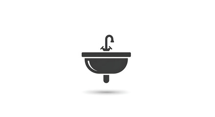 A simple black and white illustration of a bathroom sink with a faucet