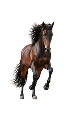 Brown Horse Running Isolated on White Background