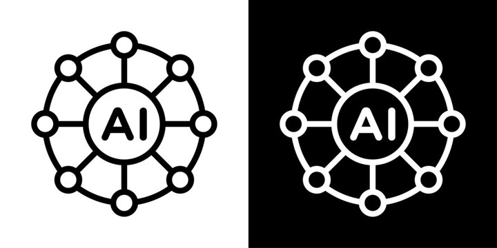 AI model icon representing trained artificial intelligence systems, predictive algorithms, data-driven models, and smart automation.