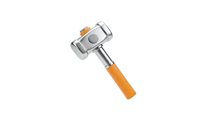 3D Rendering of a Chrome and Orange Ball-Peen Hammer