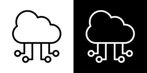 Cloud computing icon representing online computing services, scalable infrastructure, data processing, and digital transformation.