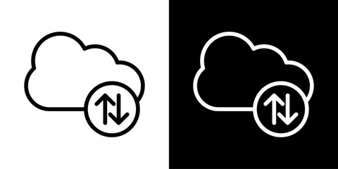 Cloud storage icon representing online data storage, file backup, secure access, cloud computing, and digital information management.
