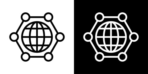 Internet of Things icon showing connected devices, global network, smart technology, data exchange, and digital communication.