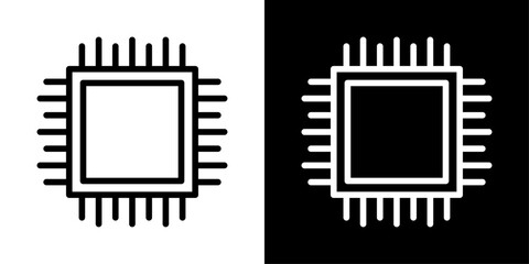 Microchip icon representing processor technology, integrated circuits, computing power, hardware systems, and digital innovation.