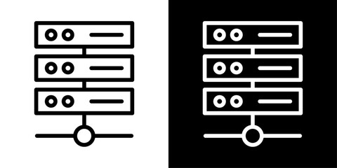 Network server icon representing data storage, cloud computing, system infrastructure, connectivity, security, and IT management.