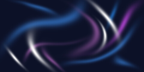 Abstract neon light waves background, blue purple glow lines