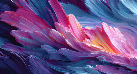 Abstract waves of vibrant pink and blue light flow and ripple across a dark backdrop, creating a dynamic and energetic visual effect.