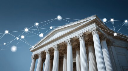 Government Support Services Network Connection Shown With Structured Clarity Against a Clear Sky and Classic Architecture