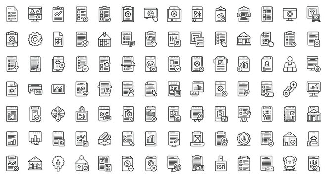 A collection of file and document icons isolated on, perfect for software interfaces and data management systems