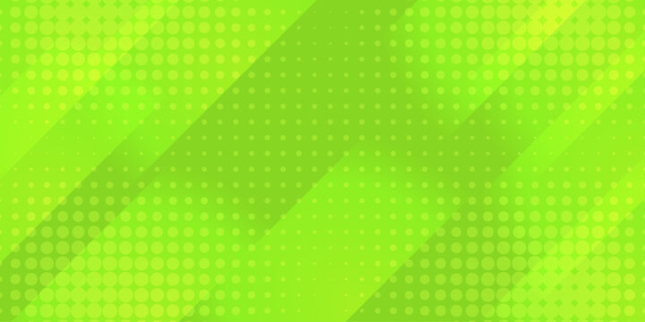 Abstract green background with diagonal geometric stripes and halftone dot patterns, featuring a modern vibrant aesthetic for creative banners and digital presentation backdrops.