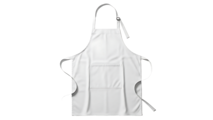 White Apron with Pocket and Ties for Cooking or Kitchen Use