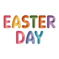 Easter day celebration with colorful letters isolated on white background