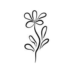 Floral silhouette art line. Flowers in continuous line drawing style. Border with tropical flower. Minimalist black linear sketch. Trendy vector illustration isolated. Contour frame for design.