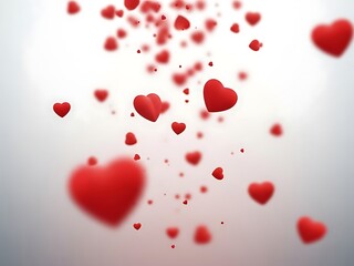 Floating hearts in motion