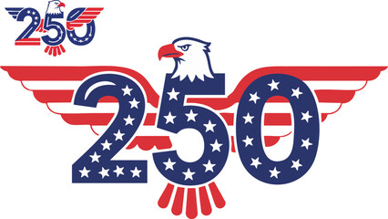 Patriotic american eagle design celebrating two hundred fiftieth anniversary event