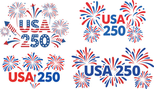 Celebrating the USA 250th anniversary with patriotic fireworks vector graphics