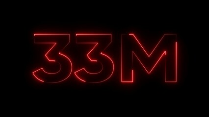 Red neon 33 M on black background