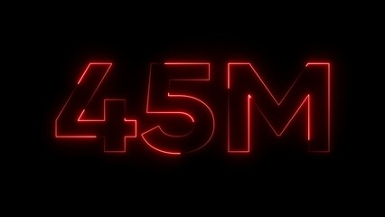 Red neon 45 M sign on black background