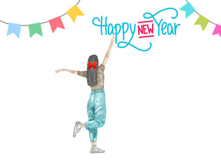 A Girl celebrating the new year .