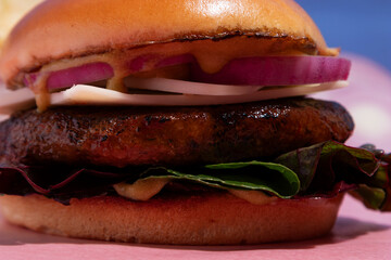 Indulgent Handcrafted Beef Patty Burger: Studio Food Photography