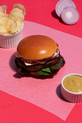 Mouth-Watering Gourmet Burger Stack ready for Commercial Advertising