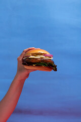 Indulgent Fast Food Moment on Colorful Background