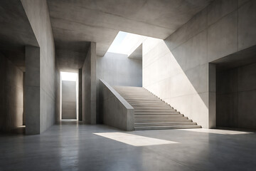 Obraz premium An Interior space of modern architecture showcasing a minimalist design with dramatic shadows and light